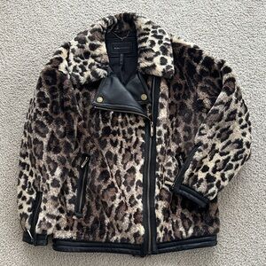 SALE!! NWOT BCBGMAXAZRIA Annabelle Leopard Print Faux Fur Coat Size M